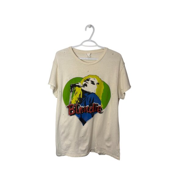 Blondie distressed white Debbie Harry graphic print relaxed fit US M - Picture 3 of 4